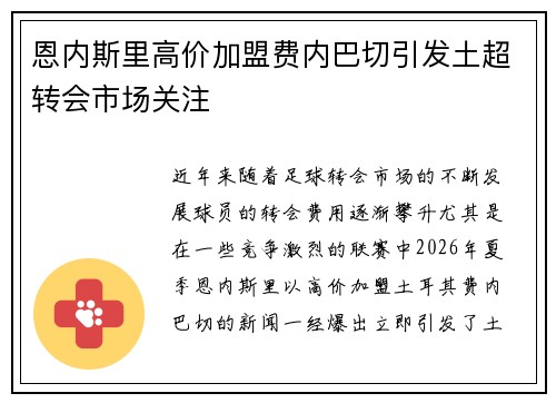 恩内斯里高价加盟费内巴切引发土超转会市场关注 恩内斯里高价加盟费内巴切引发土超转会市场关注